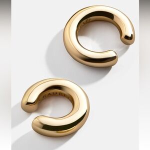 Brand New BaubleBar Set of Gold Sculptural Huggie Ear Cuffs Earrings